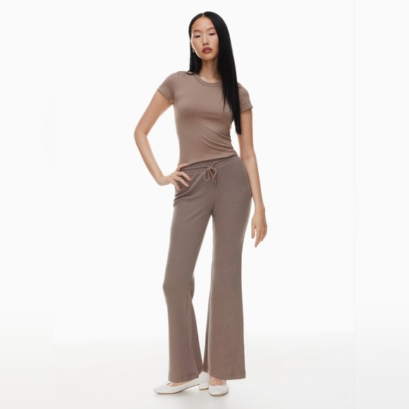 Aritzia Sunday Best Baby Waffle Pants Flare Burgundy Size XS - Picture 7 of 10